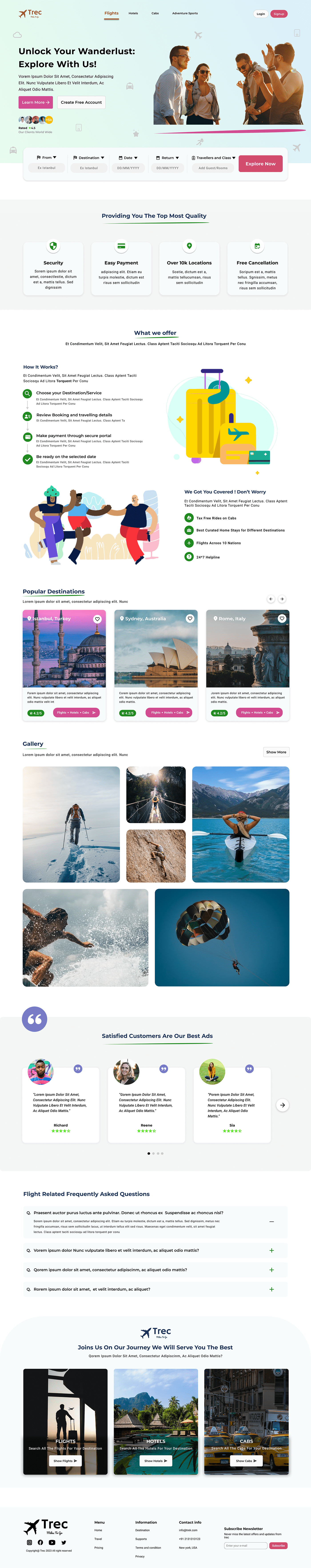 landing page Figma travel agency Travel Flight Booking Website adventure user interface UI/UX Web Design 