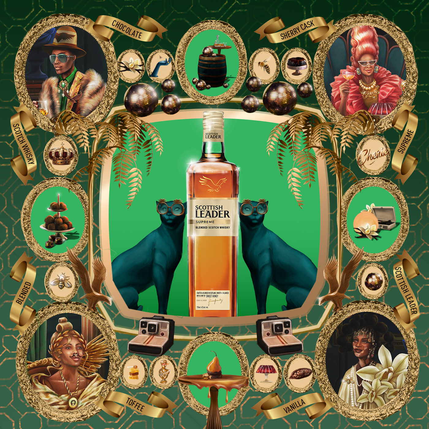 Adobe Portfolio Whisky supreme classic art social media ILLUSTRATION  art direction  design south africa scottish leader