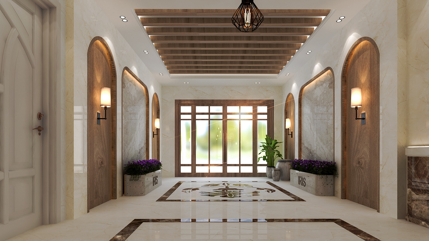 Residence Entrance interior design  architecture modern spain design Marble luxury iris purple