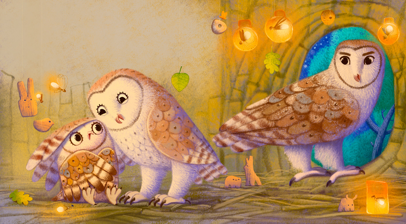 ILLUSTRATION  birds children book Digital Art  owl