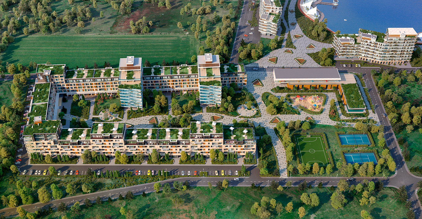 corona CoronaRender  Render rendering visualization residential complex architecture CGI
