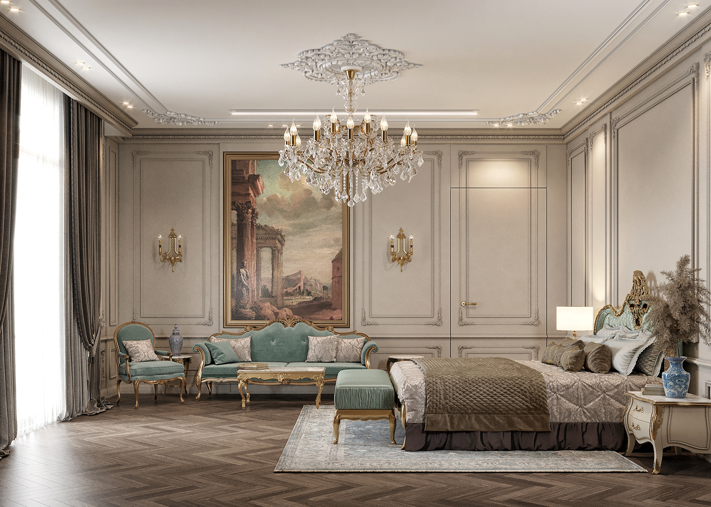 3ds max architecture bedroom Classic classic design corona interior design  Masterbedroom  Render