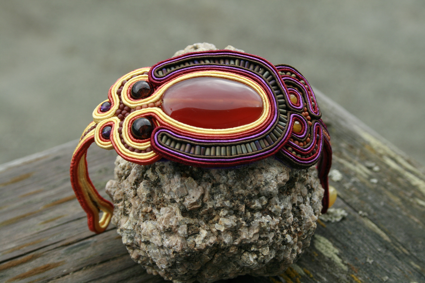 smykker soutache stein jewelry Türkis smykkedesign hand made