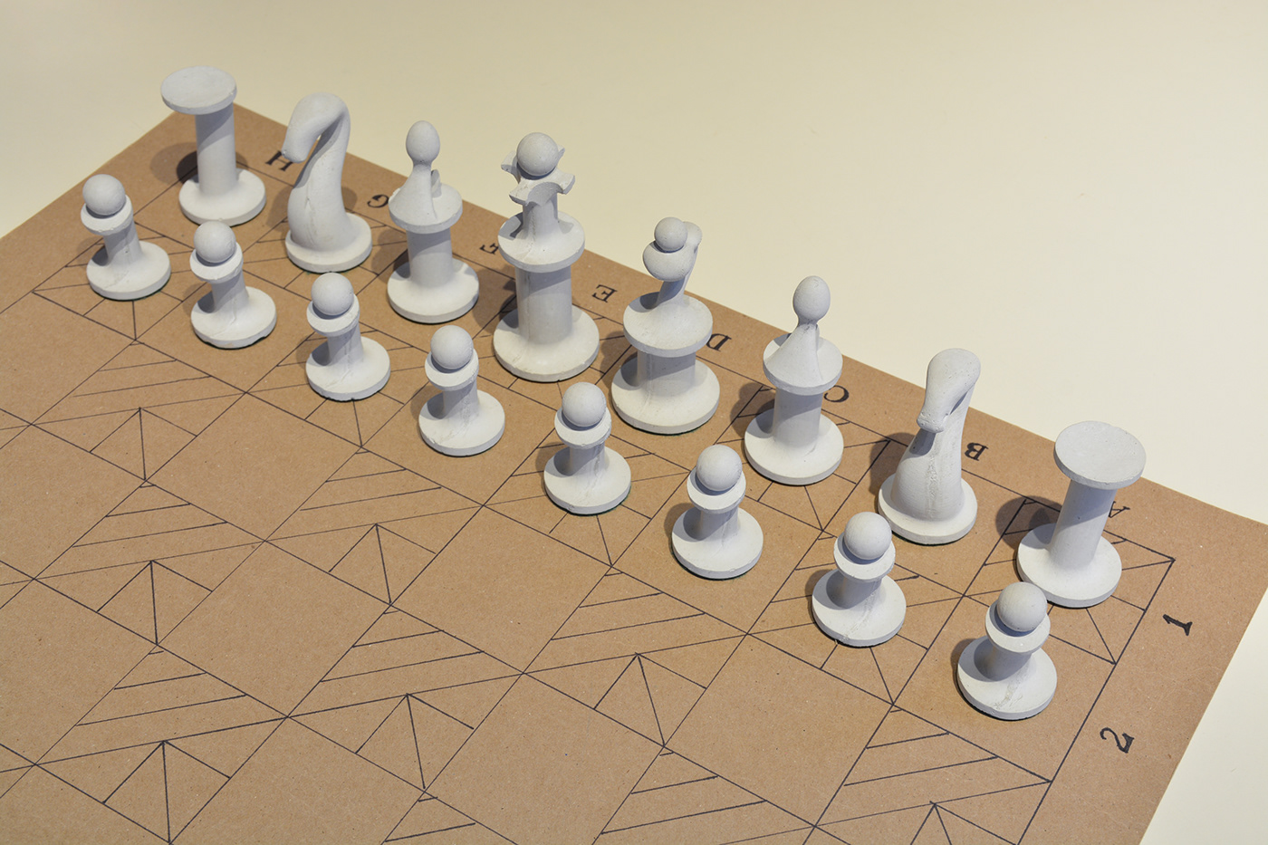 3D chess concrete échecs game jeu modern object objet Typographie