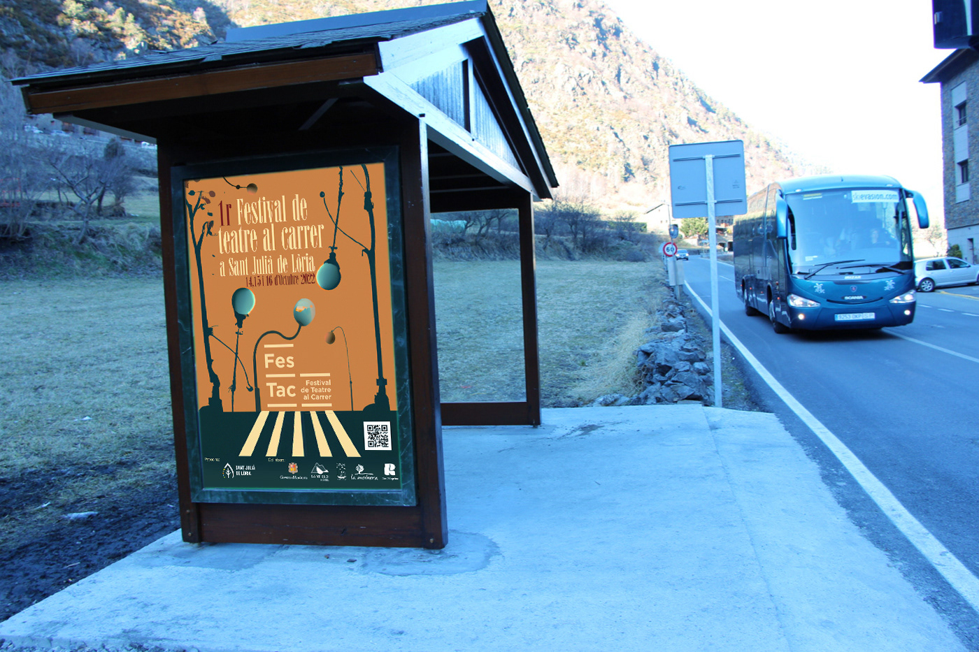 festival Theatre bus advertising Outdoor andorra porter