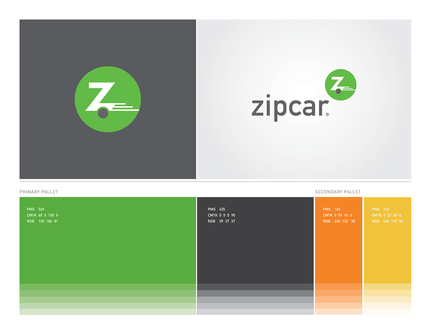 zipcar Logo Design car brand identity Stationery