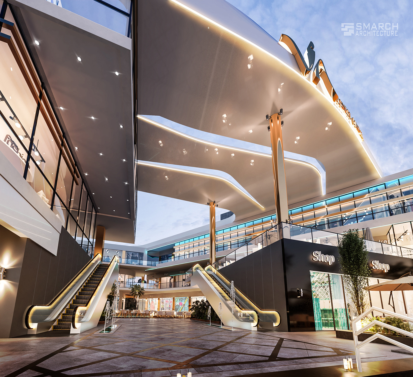 3ds max Advertising  architecture design mall marketing   modern plaza Shopping visualization