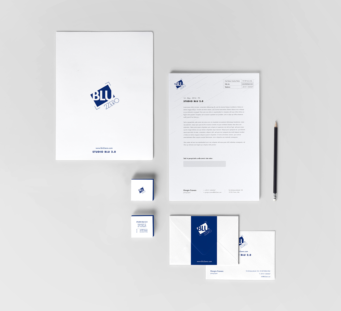 studio blu 2.0 giorgio cravero identity design brand Mockup business card letterpress stopmotion photo torino italia