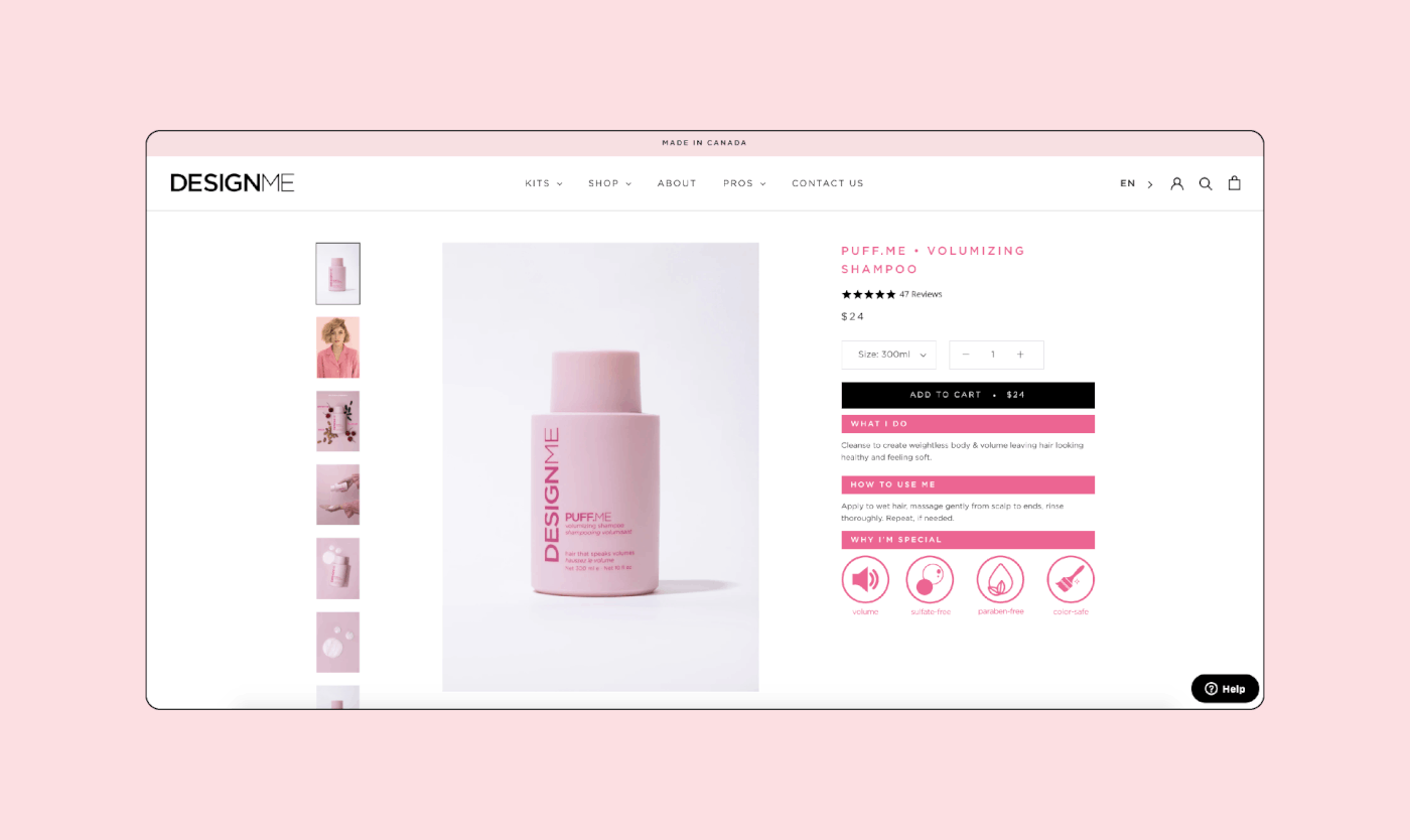 Website Design & Development on Shopify for DesignMe Hair