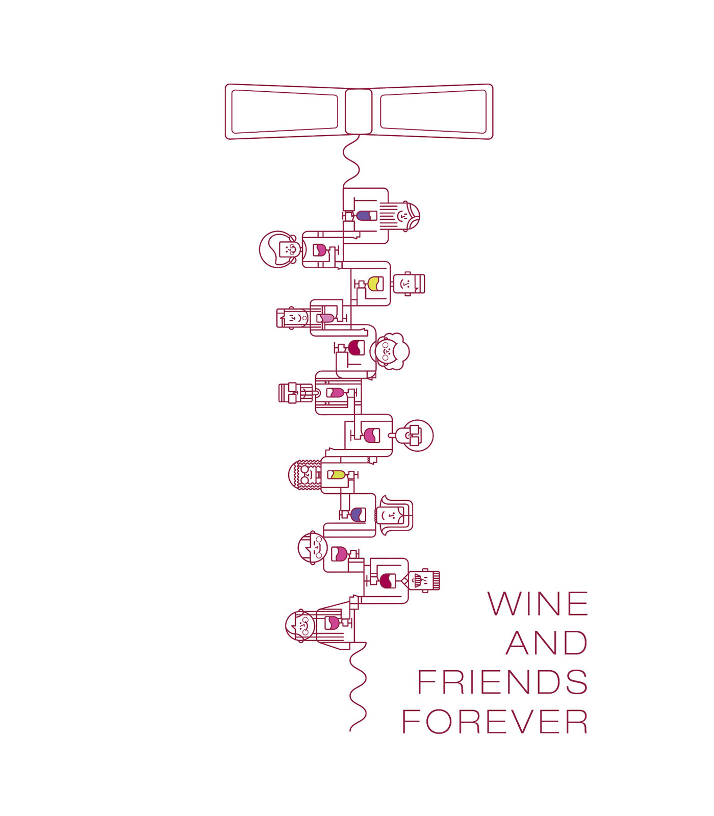 wine friends marcelo rufato vinho TACA graphic design  people pop-art Fun drink
