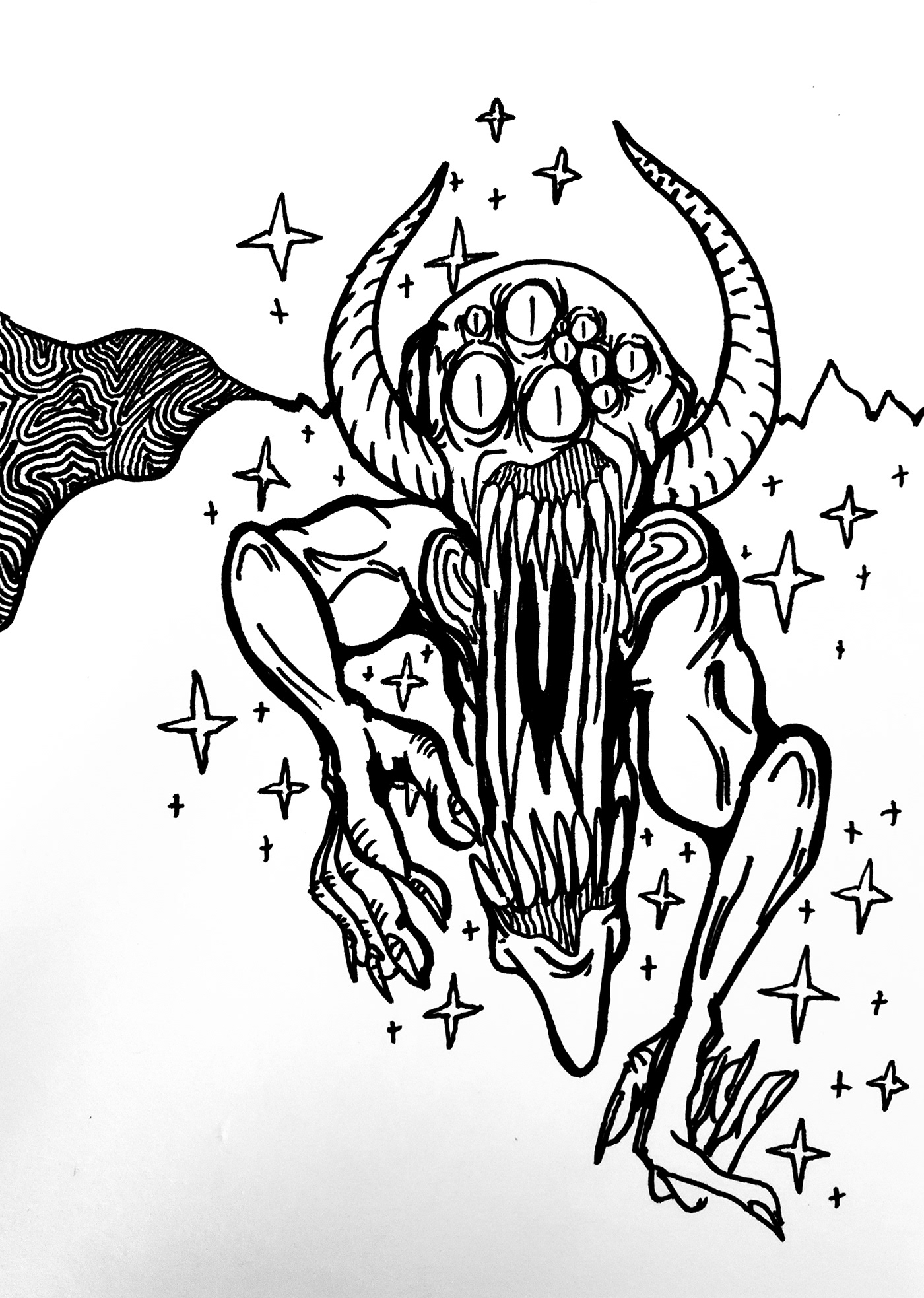 ILLUSTRATION  psychedelic black and white robbprueter robb prueter art Drawing  monsters creatures