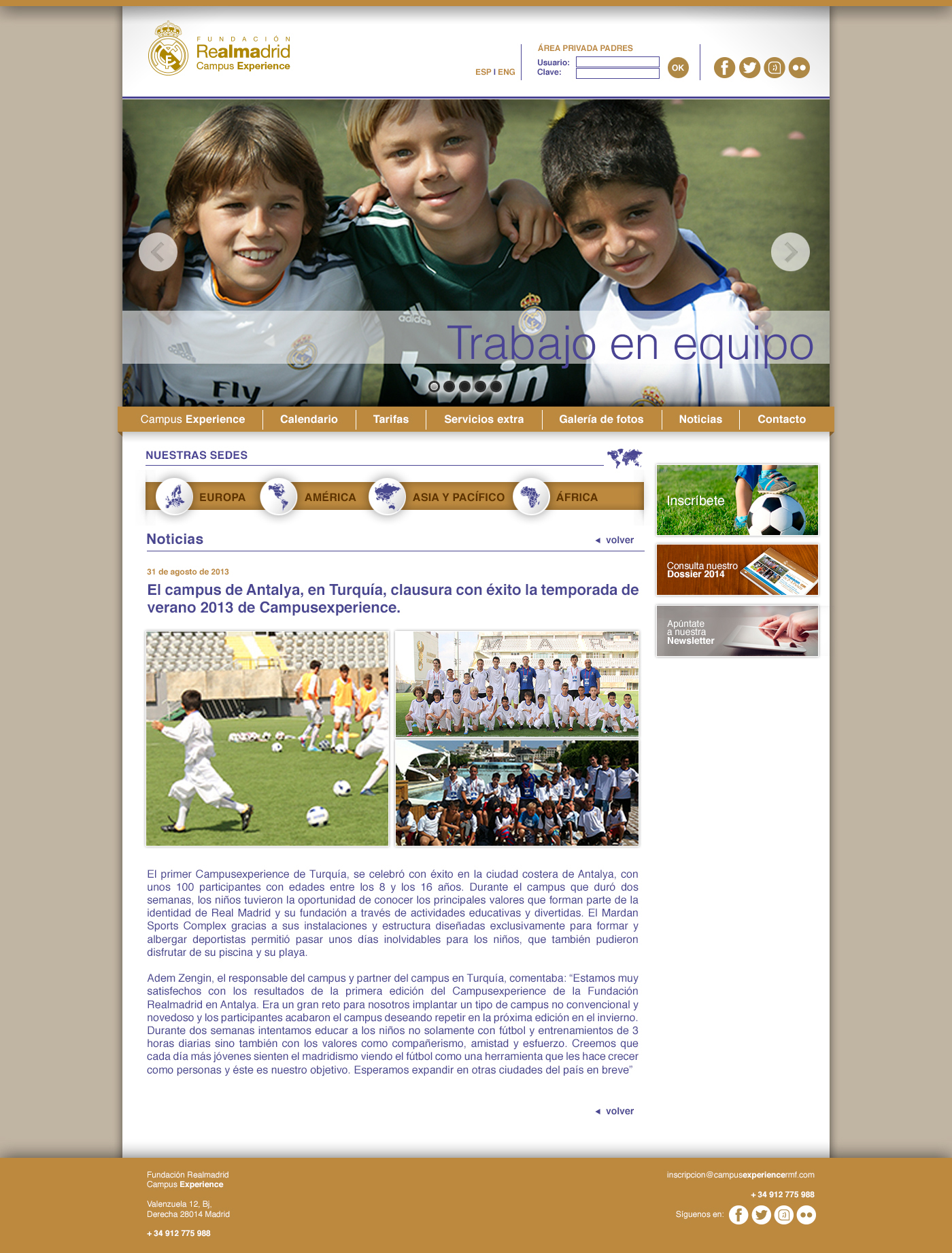 Real Madrid Web Futbol soccer campus
