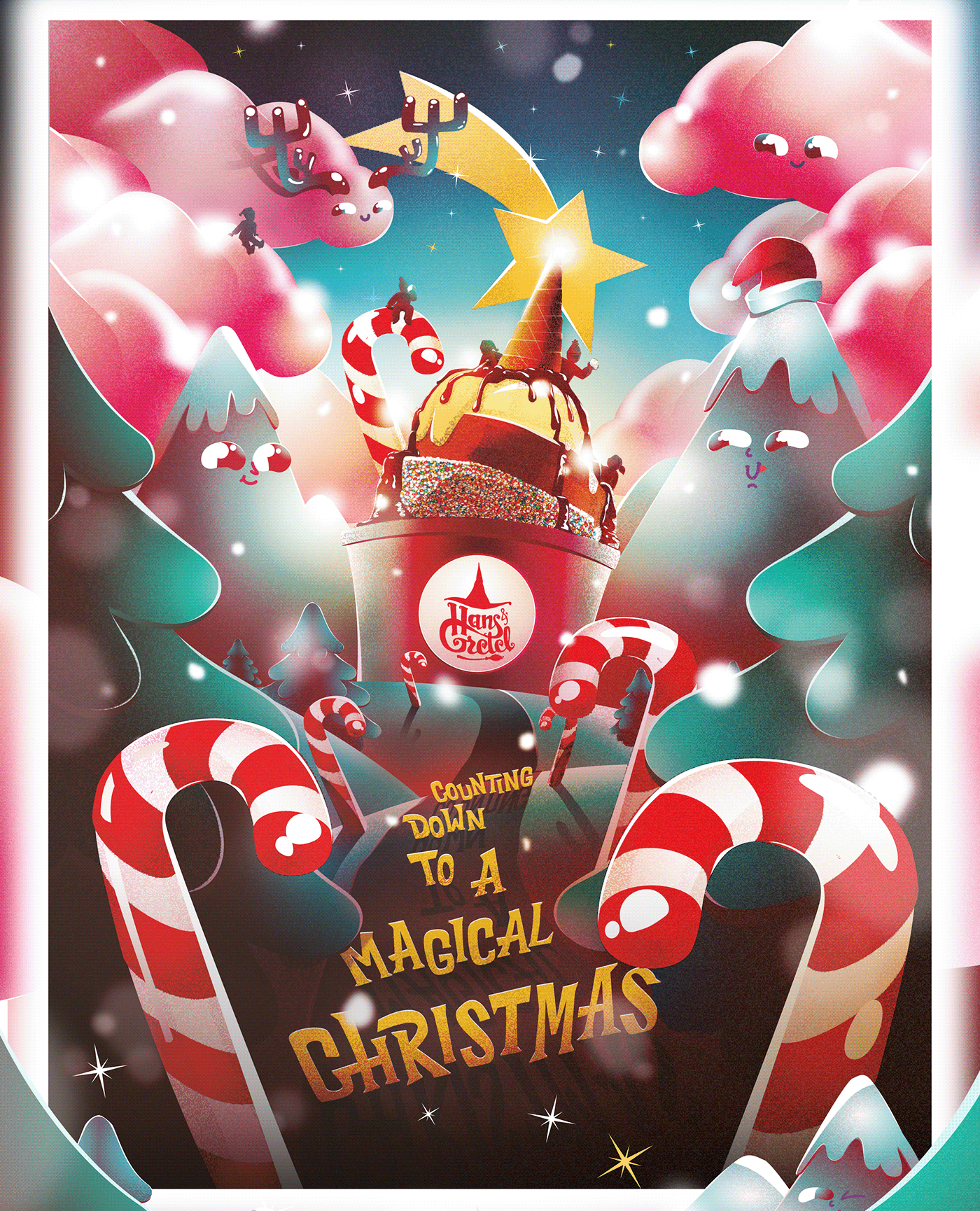 Character design  ILLUSTRATION  Christmas xmas Candies ice cream Magical custom typography Packaging children