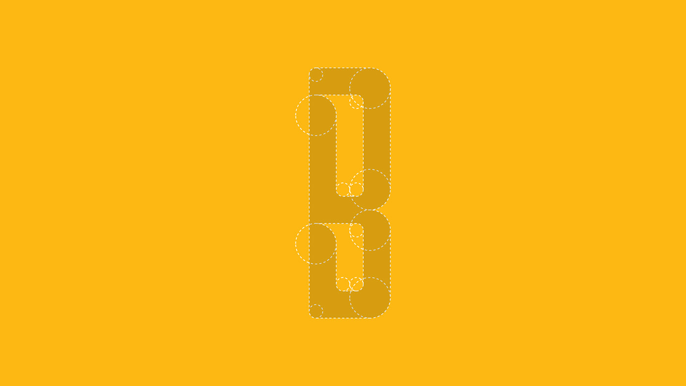 borg Typeface font alphabet lettering geometric Sweden hole cut minimal free curves yellow furniture ikea