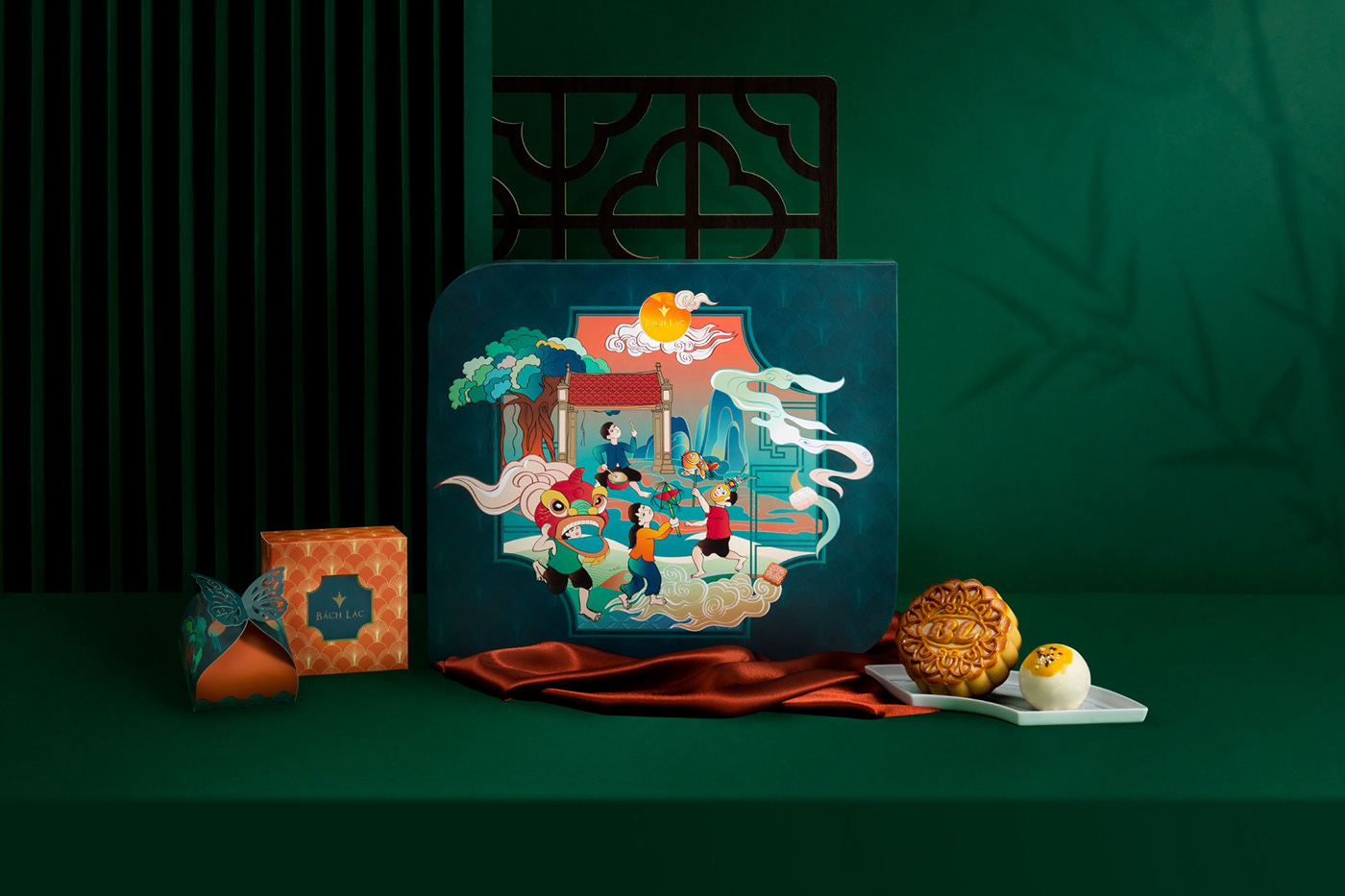 packaging design mooncake Packaging Mid-Autumn Festival trung thu ILLUSTRATION  giftbox bakery mooncake packaging product design 