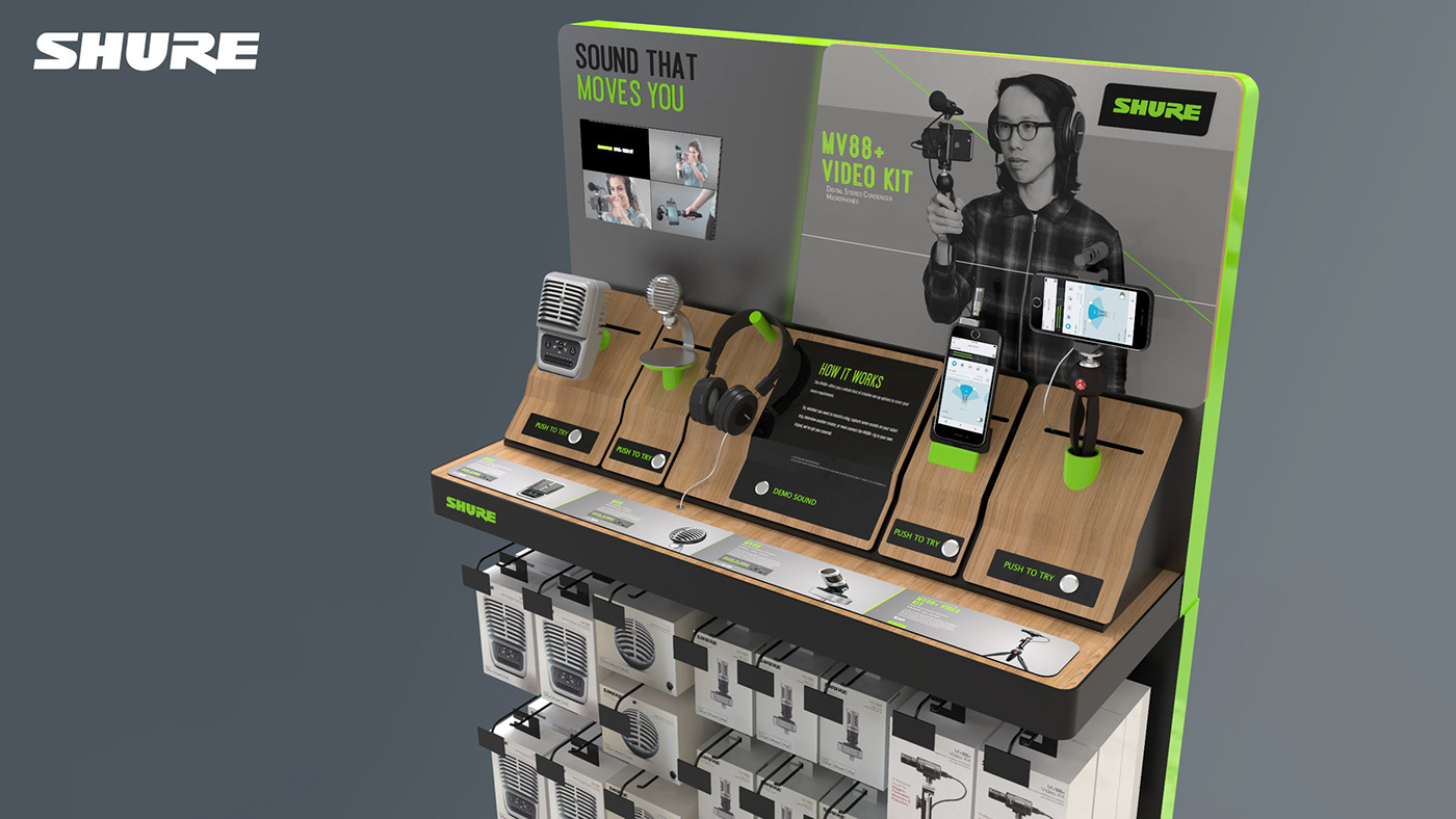 3D Display Point of Sale Retail design Shure