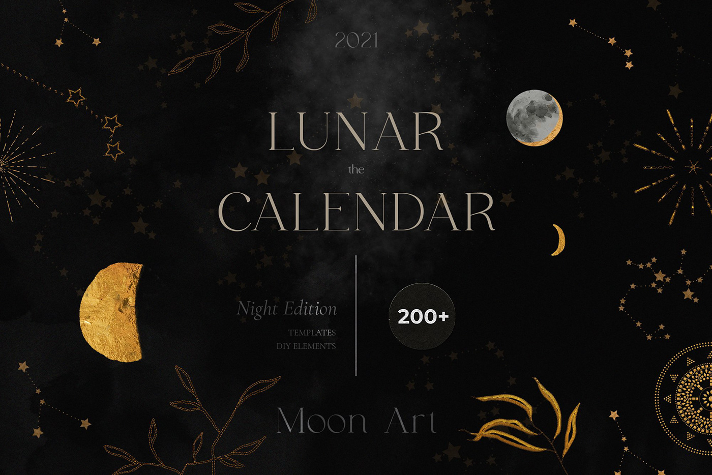 calendar celestial Embroidery florals lunar Magic   moon Patterns spiritual watercolor