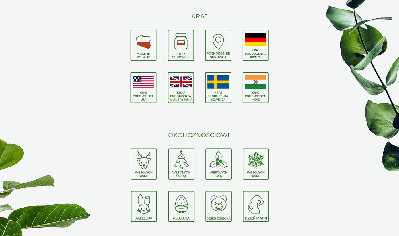 icons plantaMED.pl Visual Communication Ecommerce Eko Nature graphic design  identity features organic