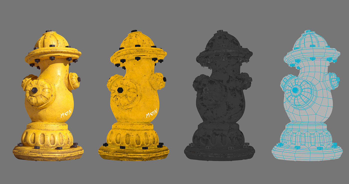 concept substance painter design hydrant fire stylized cartoon