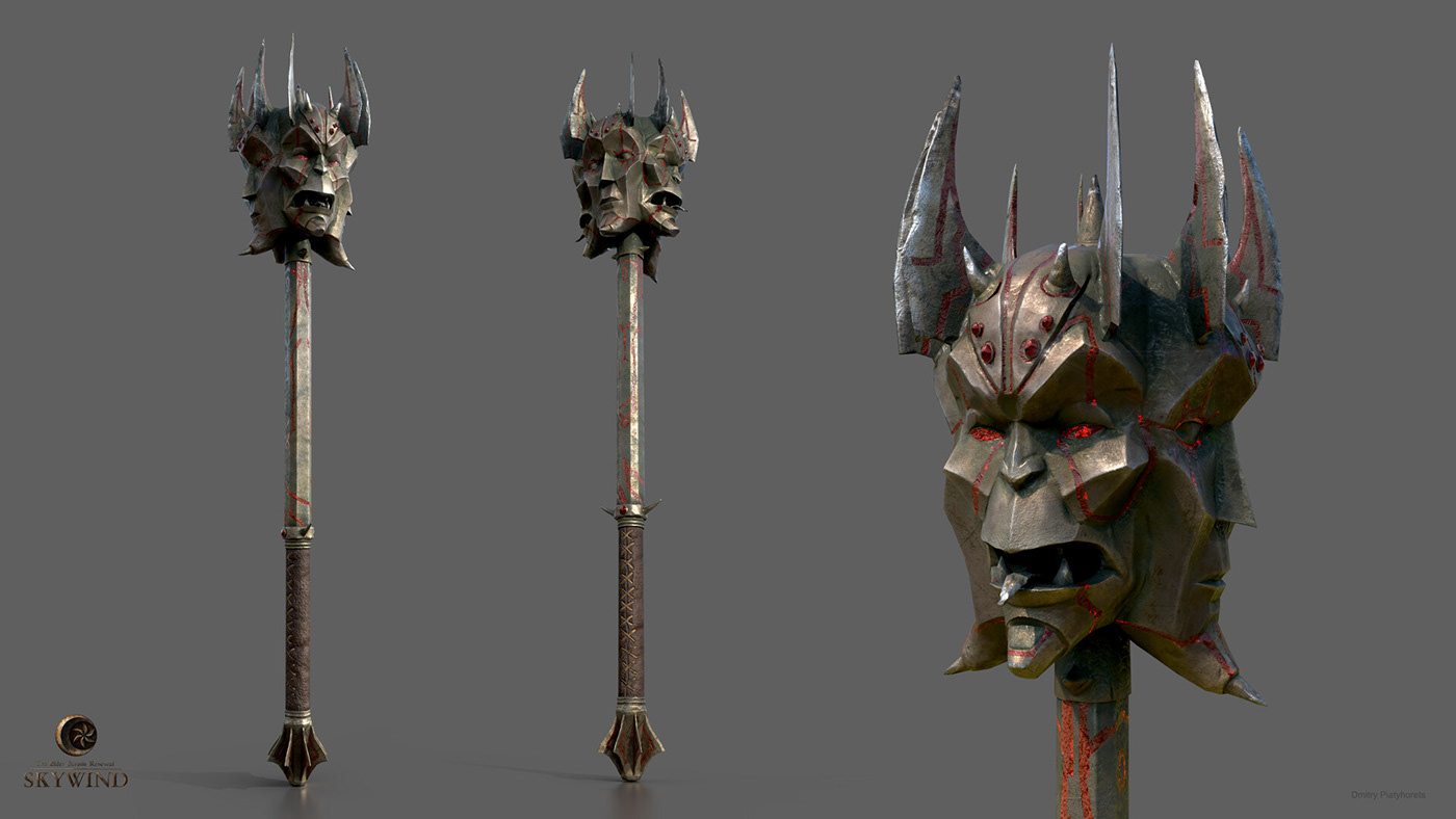 daedric gameart lowpoly modeling morrowind orc scourge Skyrim texturing Weapon