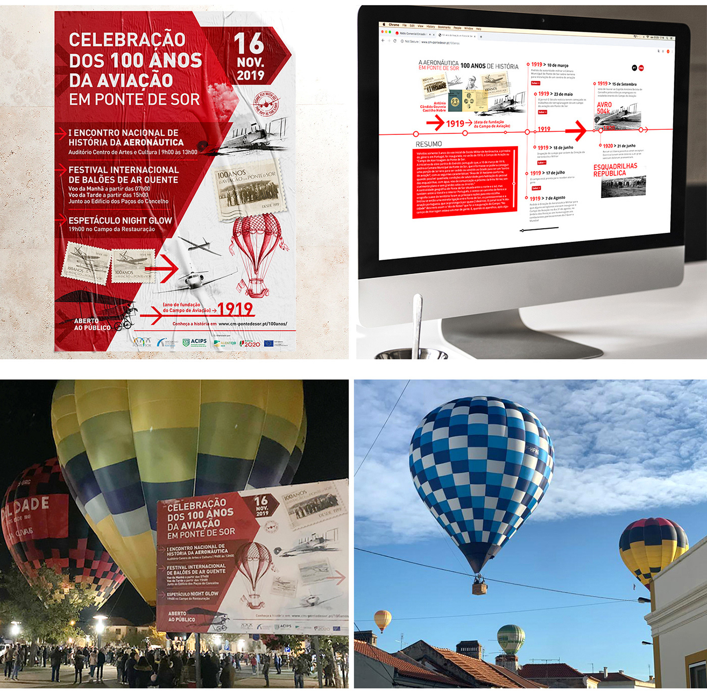 design Ilustração Webdesign history Balonismo aviation editorial 100 years Aeronautics Event