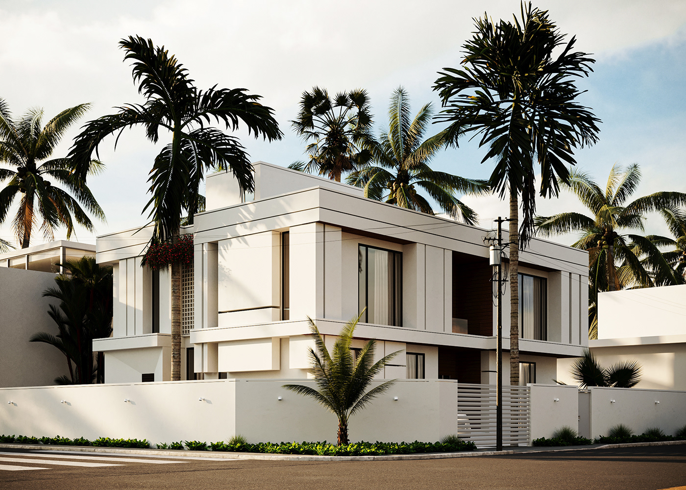 3D Rendering architecture design exterior design facade house minimal Photography  Villa