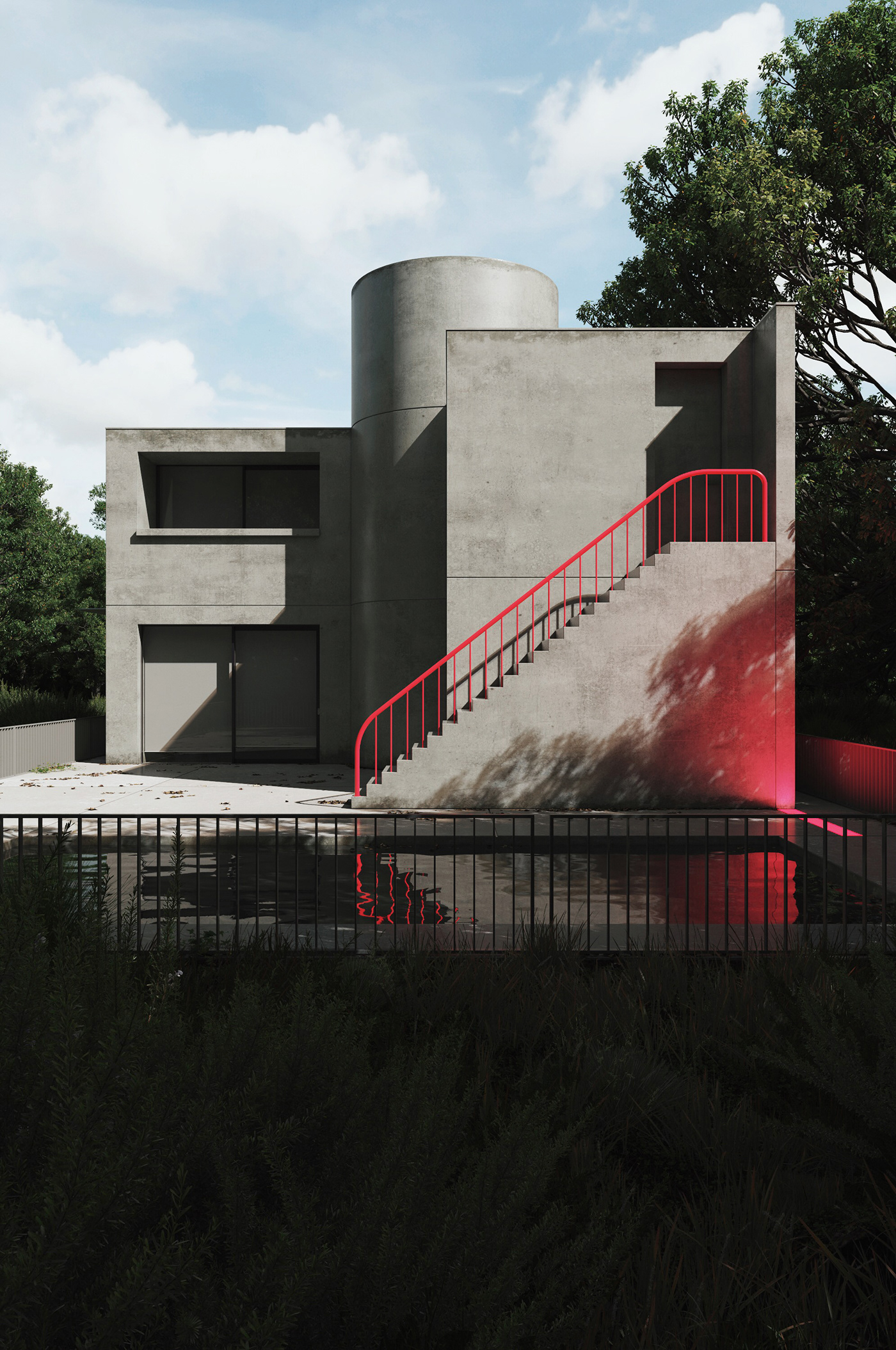 architecture building exterior modern Render visualization vray