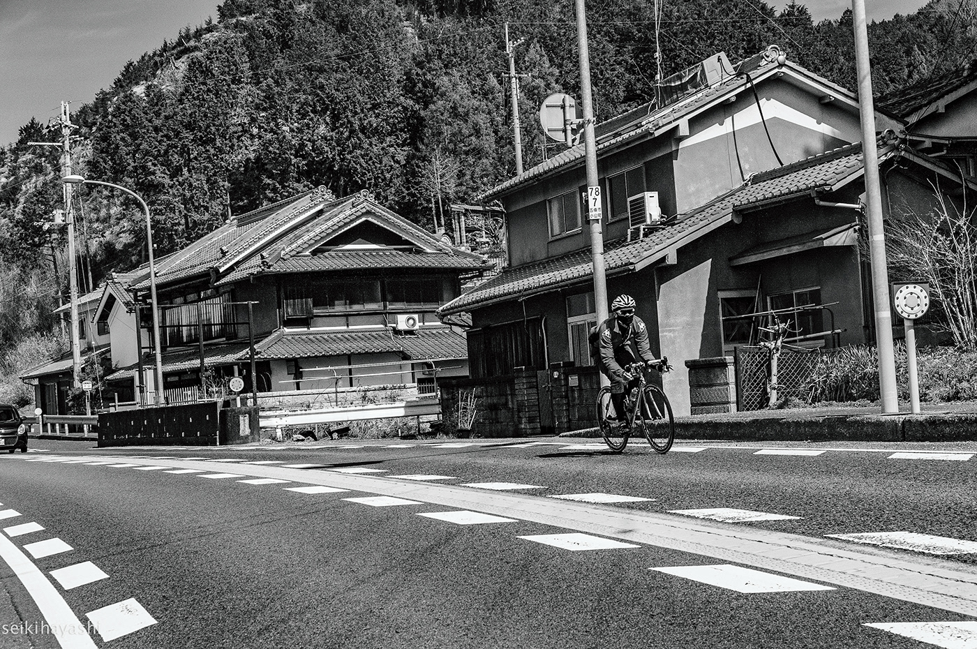 black and white countryside field japan Nara Street wakayama
