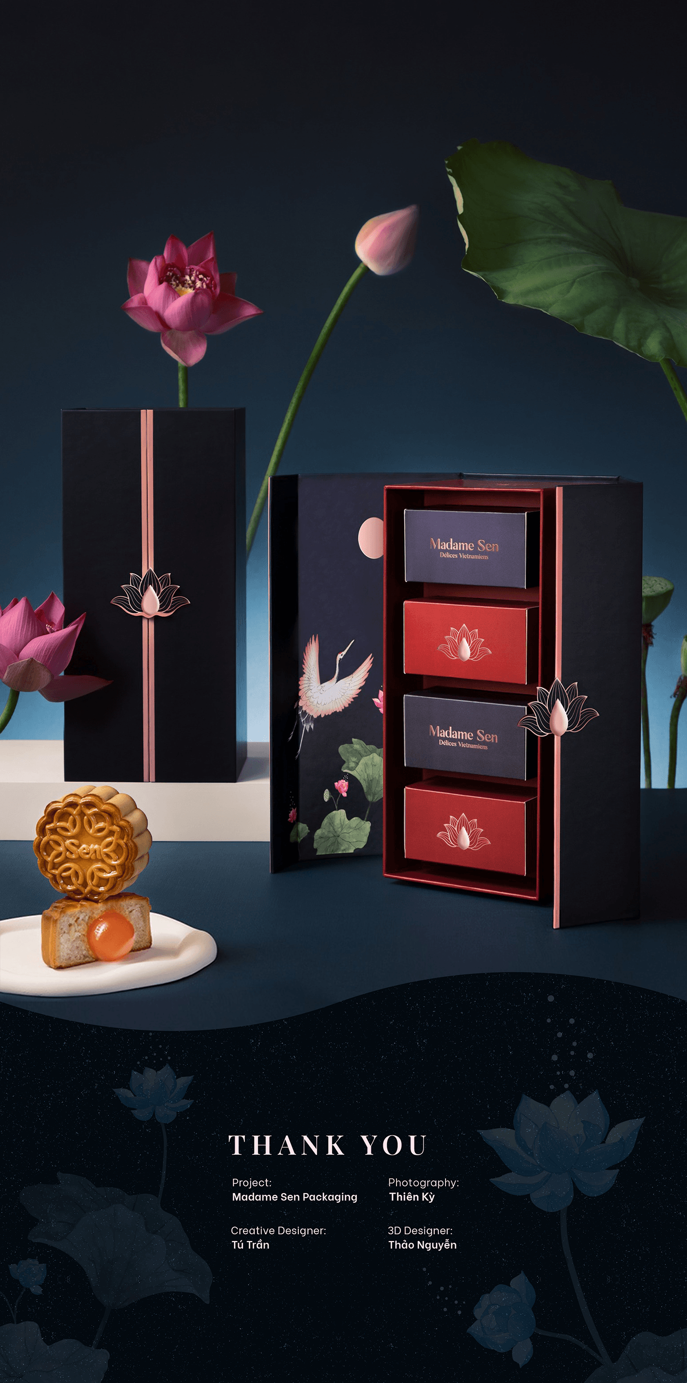 mooncake packaging Mid-Autumn Festival Packaging brand identity Food  gift box package design  Lotus vietnam