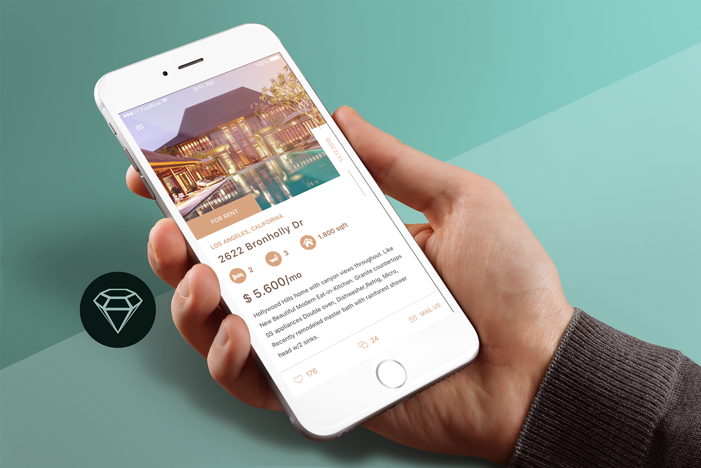 day56 daily ui sketchapp freebie day100 Rent home apartments UI ux ios app mobile real estate