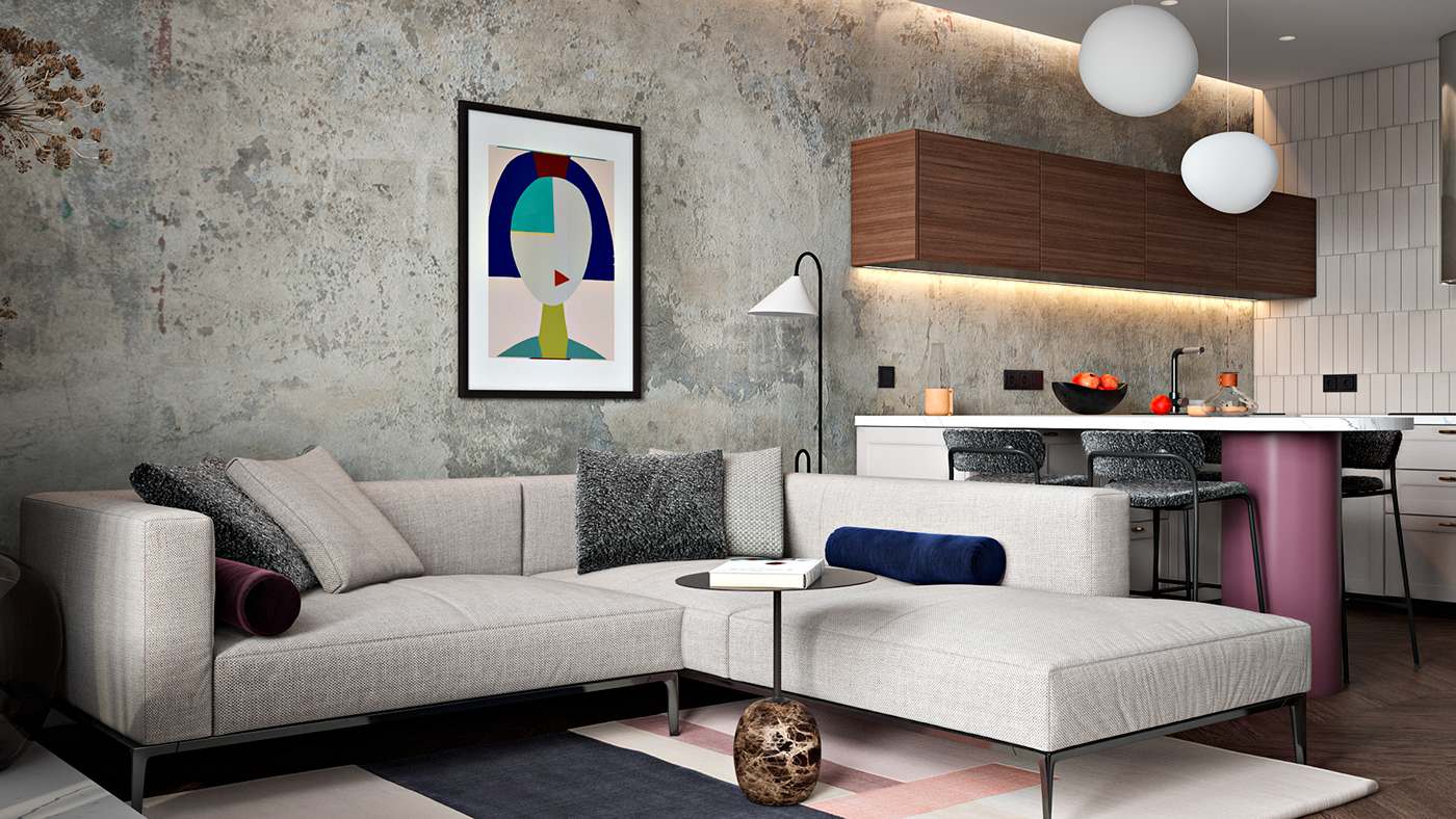 apartment design Interior livingroom Render visualization vray