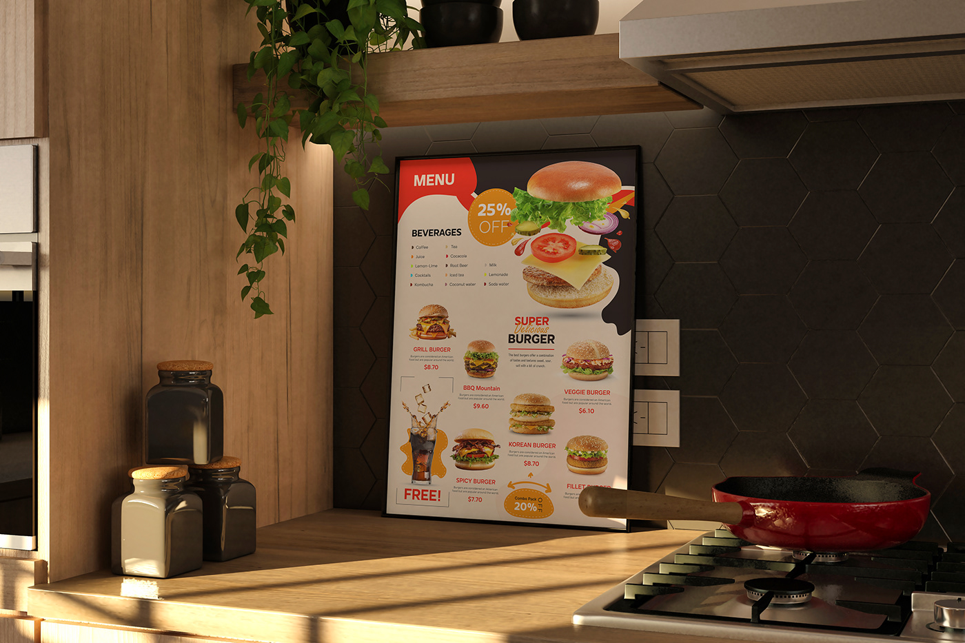 Digital Menu food flyer restaurant menu menu design Menu Card Restaurant Branding burger Digital menu template Restaurant TV Menu