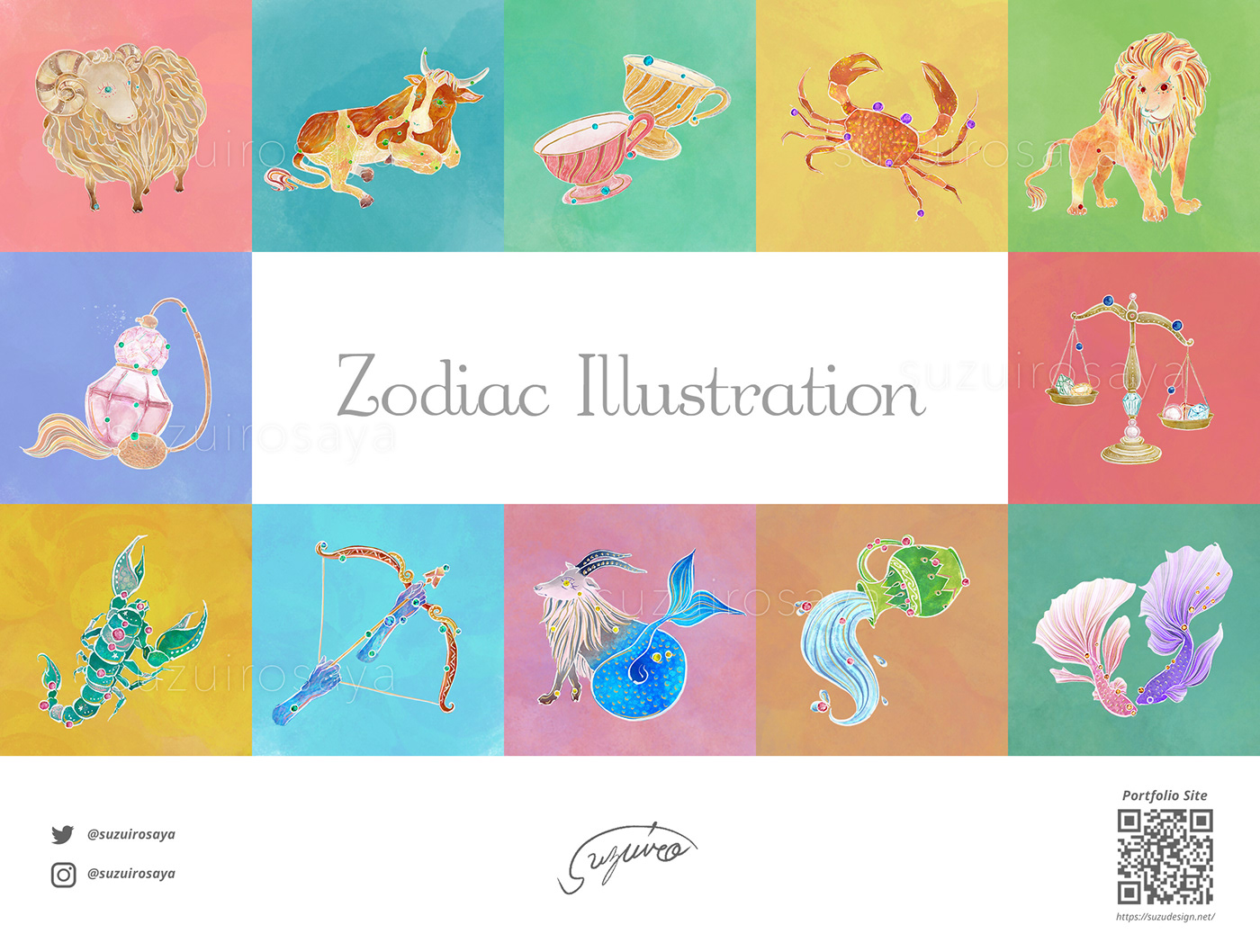 artwork Astrology constellation graphicdesign horoscorpe ILLUSTRATION  painting   pastelcolors watercolor zodiacsign