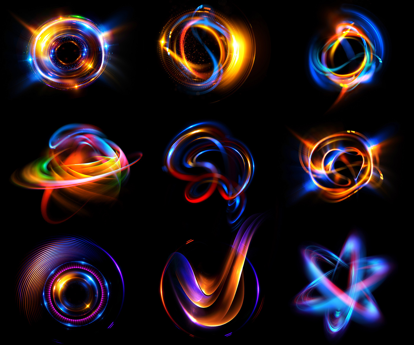 colorful circles energy Event flare glow illuminated light shine sphere