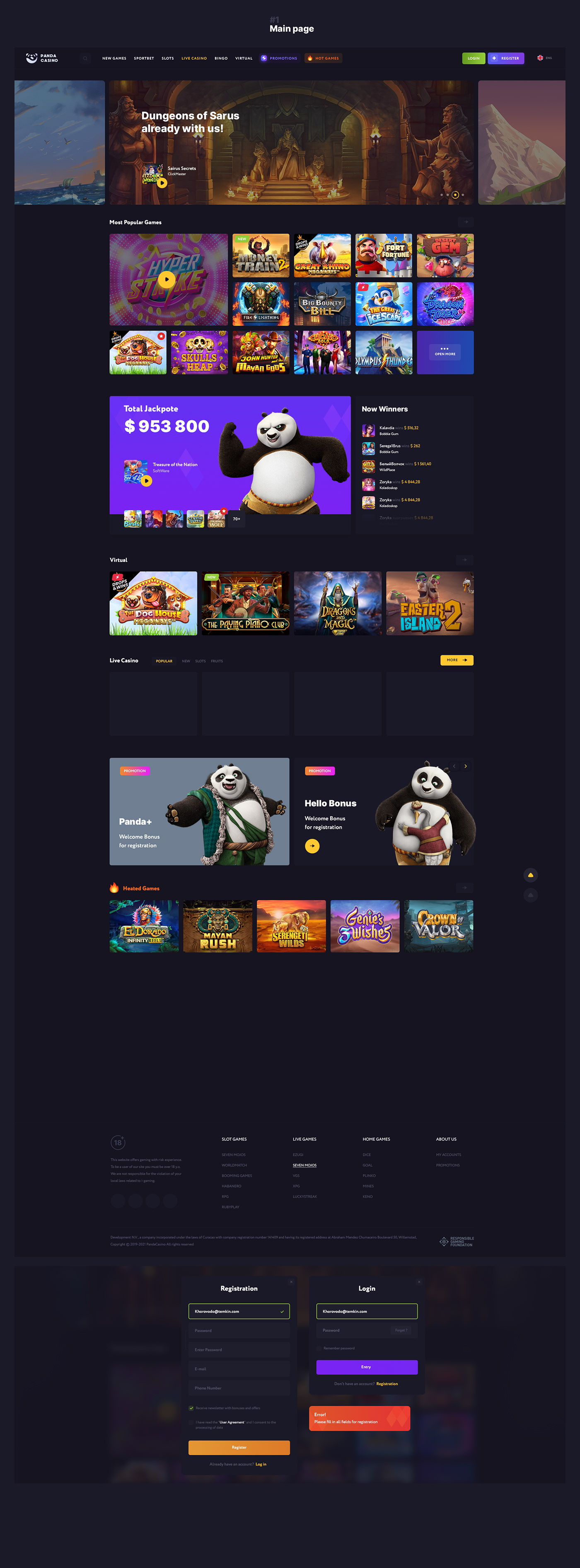 casino gambling game Interface Panda  Slots sportbet ui ux Web Design  казино 