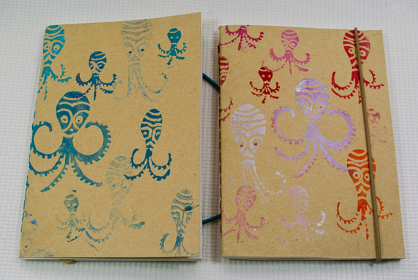 octopus polvo porto handmade notebook print linocut sea child