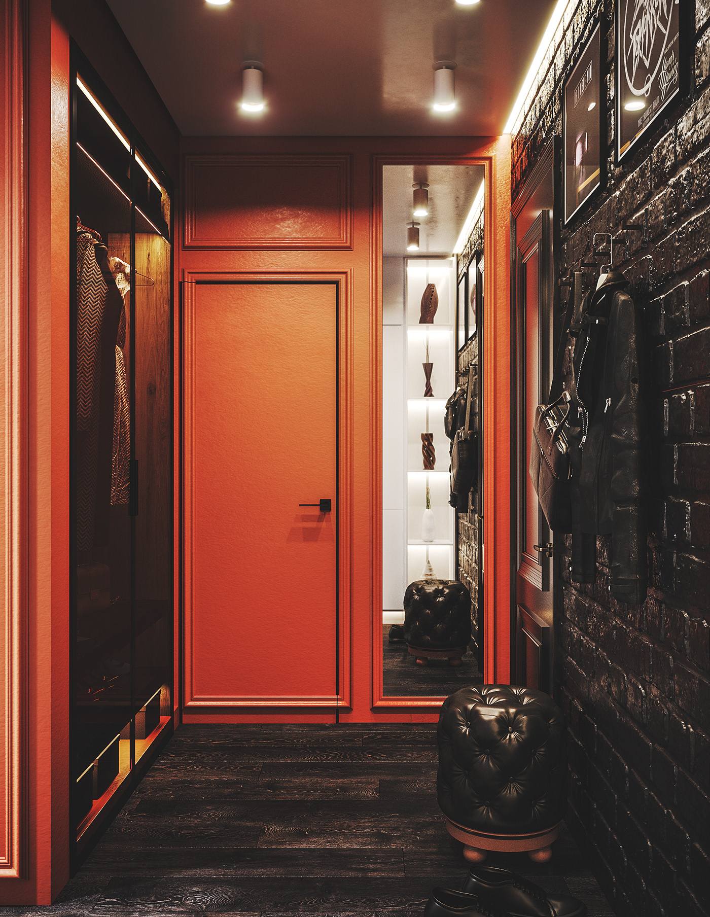 architects black bricks Interior leather LOFT metal orange