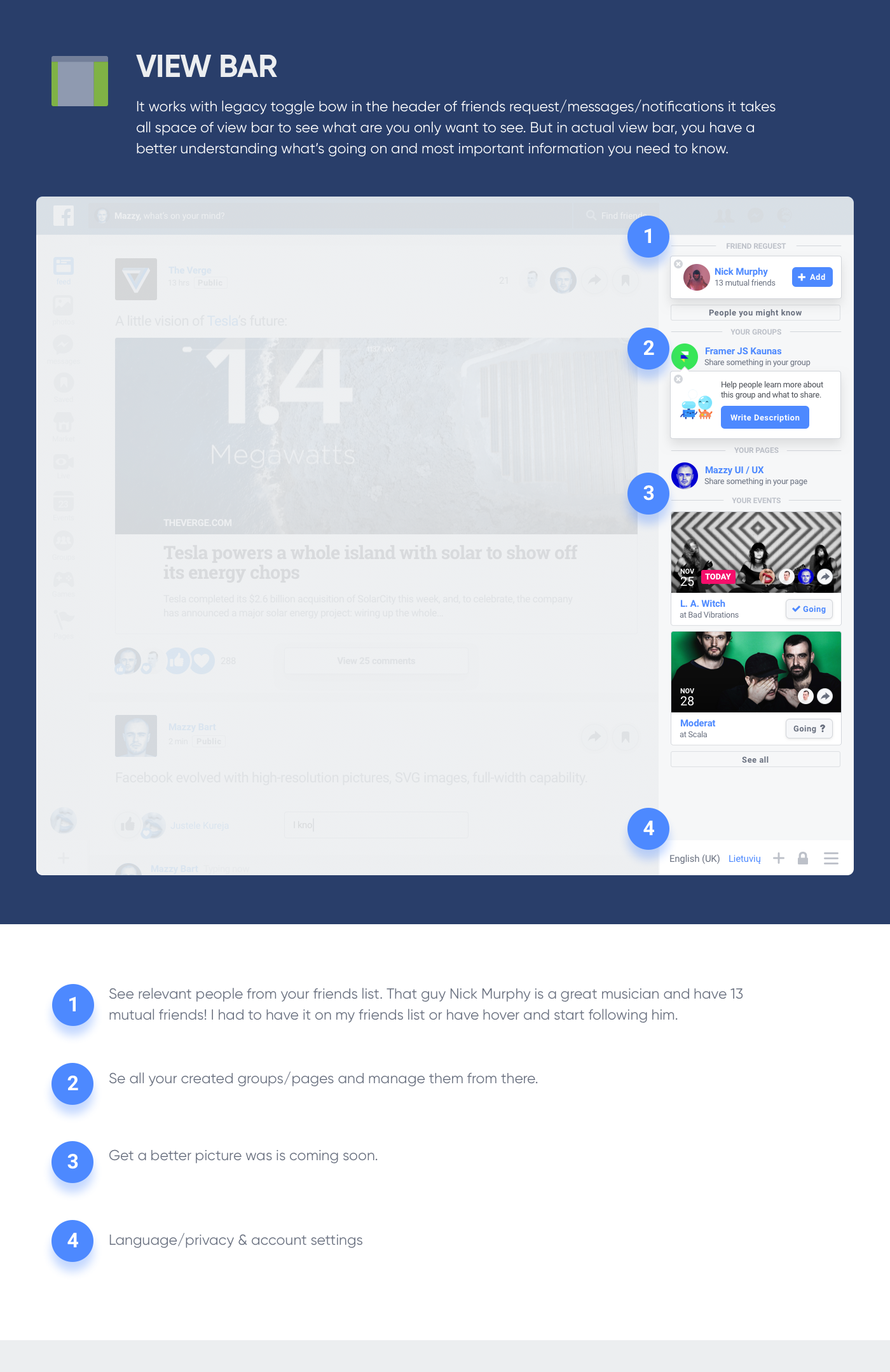 UI ux Web Design  facebook flat simple