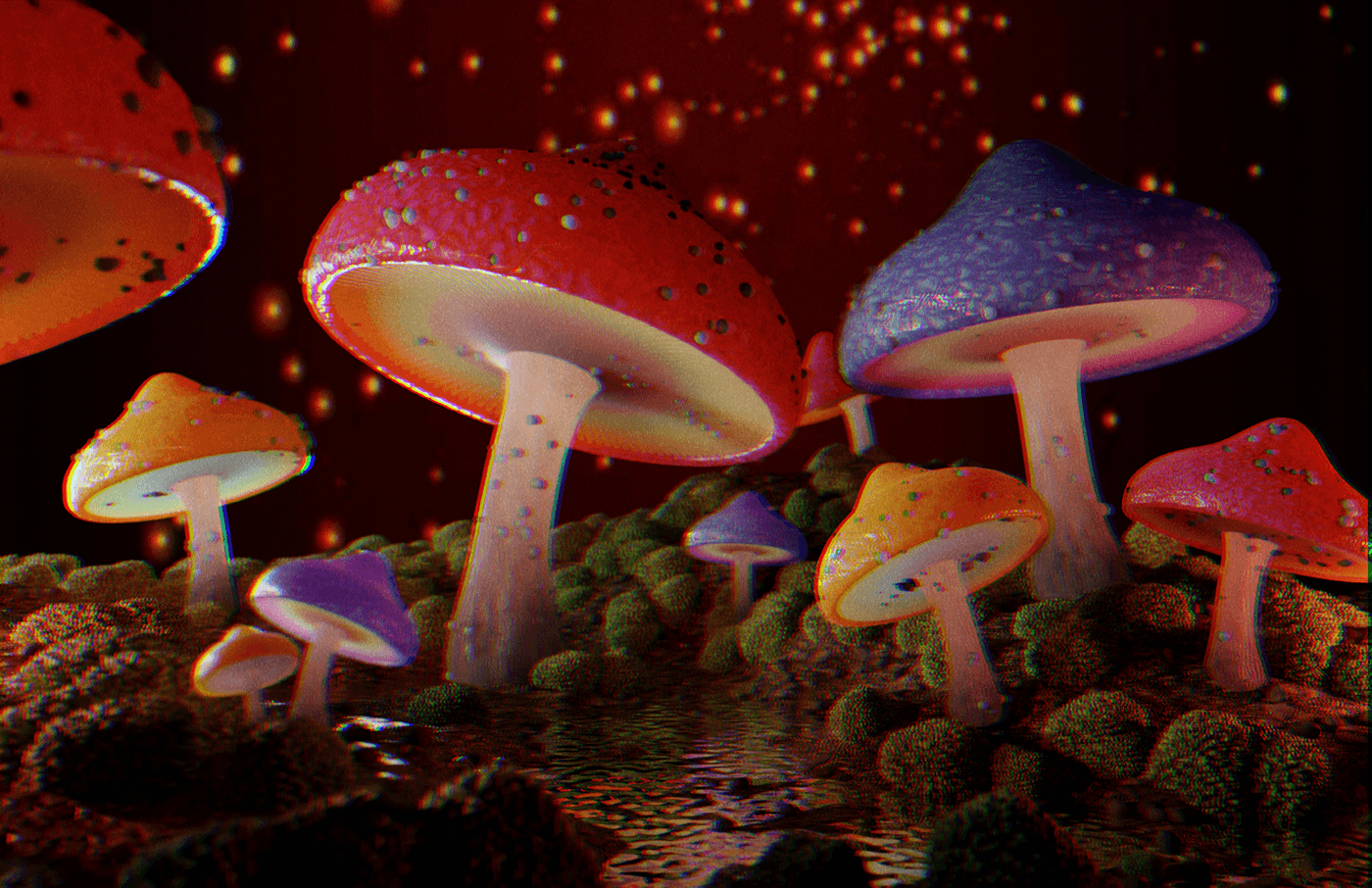 Magic   Mushrooms cogumelo 3D Magico Glitter enchanted floresta magia disney