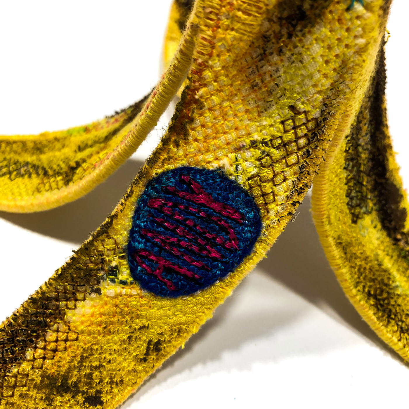 Andy Warhol art quilt banana Embroidery felt fibre art modern popart sculpture textile art