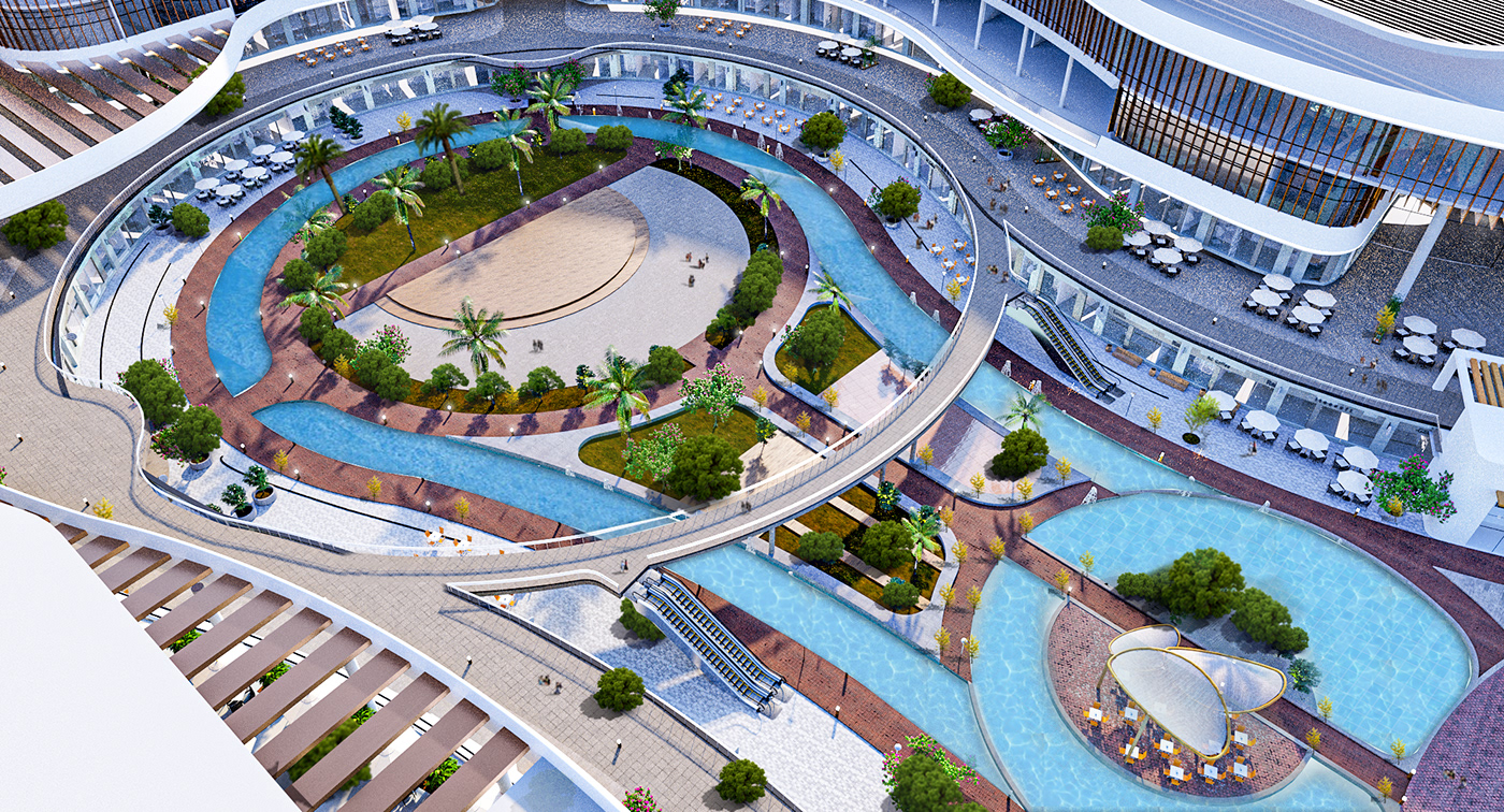 3D 3ds max architecture archviz exterior mall modern Render Shopping visualization