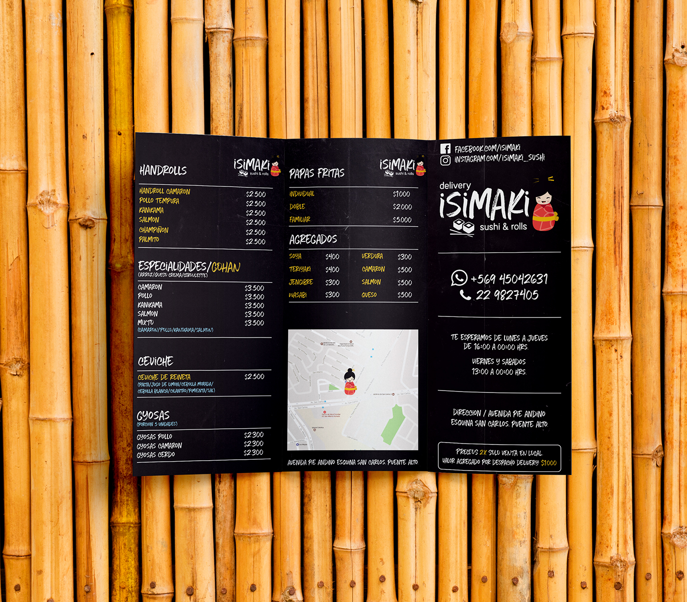 Sushi delivery Food  comida ISIMAKI menu Carta