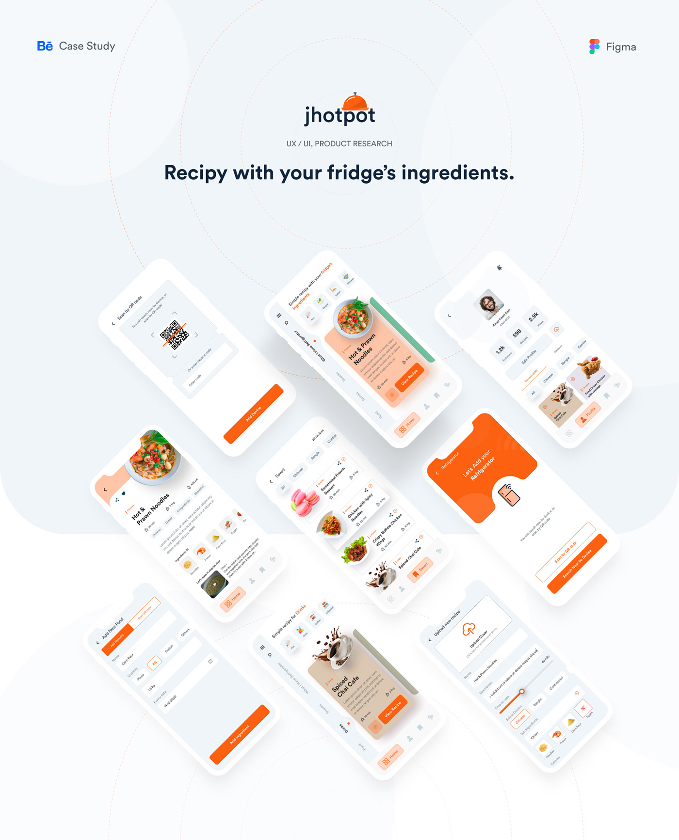 app design creative Food  food app minimal app design Mobile app recipe app UI/UX Case Study ui kit