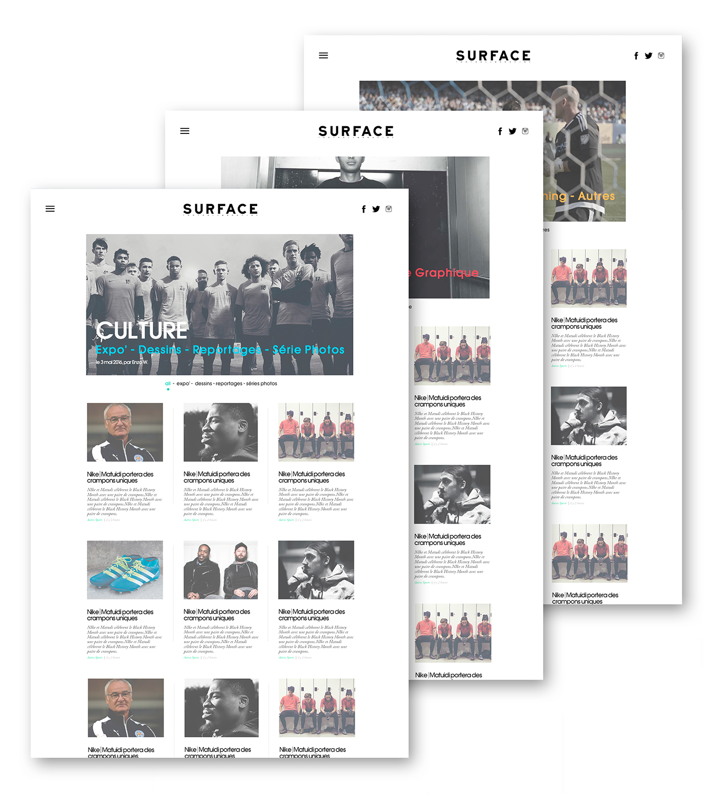 Website site Internet football magazine design Web UI wireframe