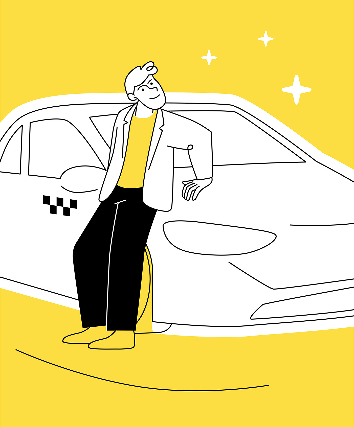 adobe illustrator Character digital illustration flat ILLUSTRATION  lineart minimal people taxi vector