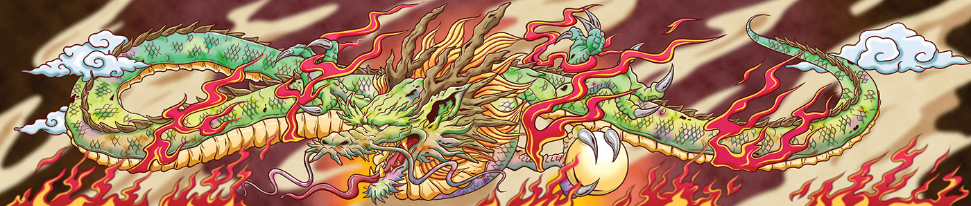 Mural ILLUSTRATION  digital illustration art dragon asia japan restaurant Hospitality wallart
