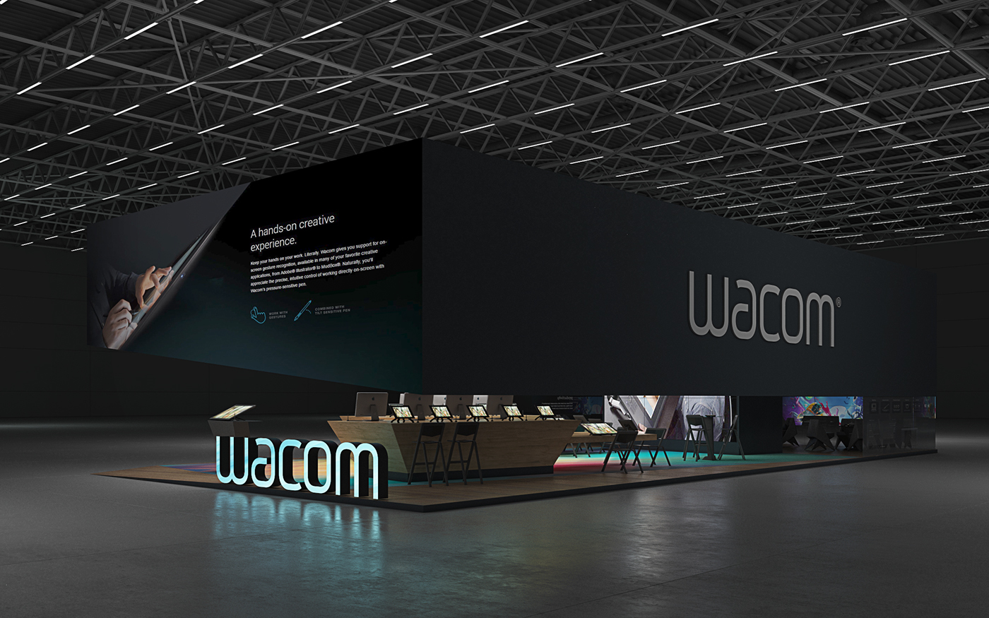 wacom GMstanddesign RomanGeviuk Exhibition  exhibitionstands booth design chairs Technology innovation