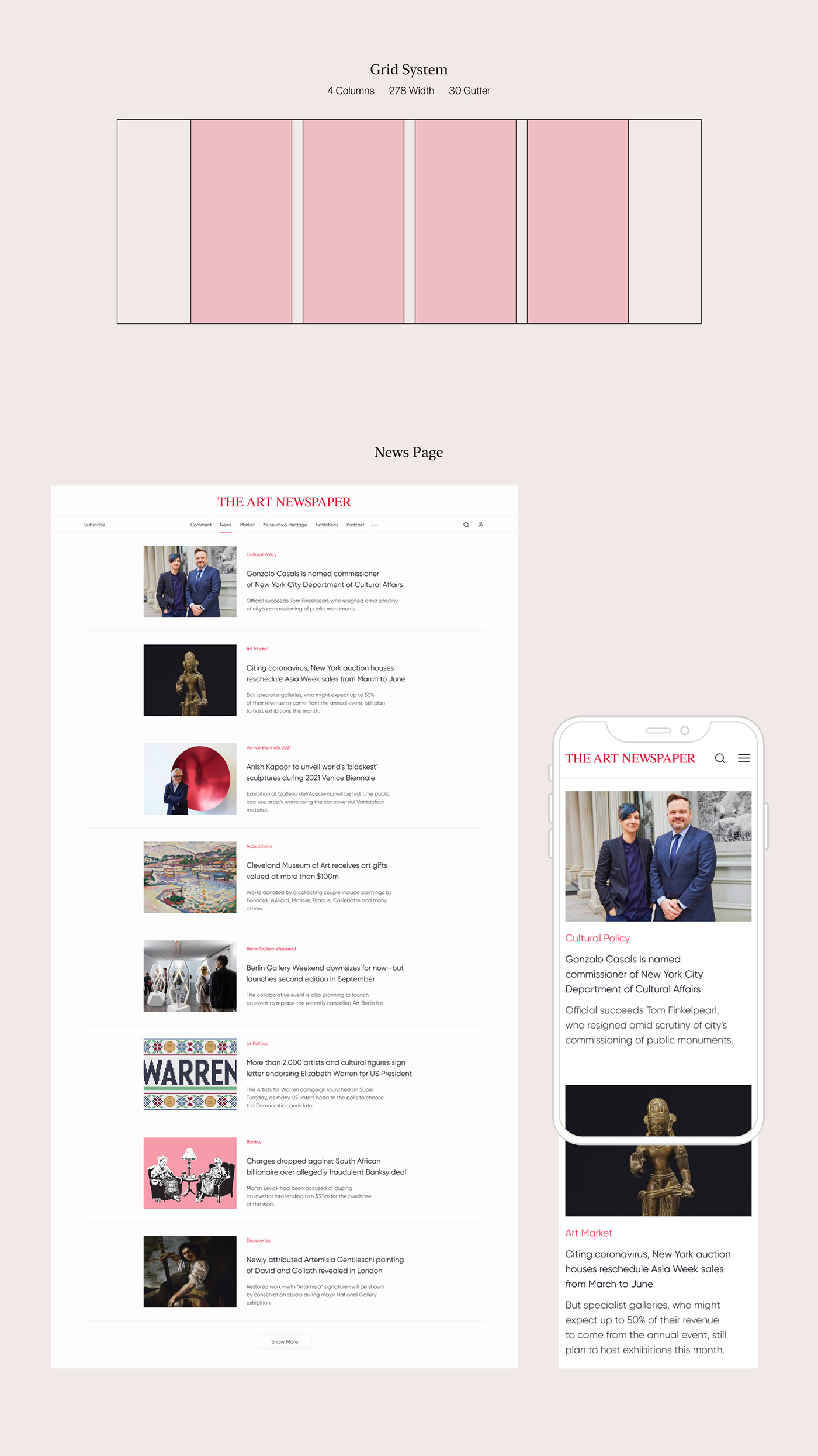 design concept magazine Minimalism minimalistic design news newspaper the art newspaper Website