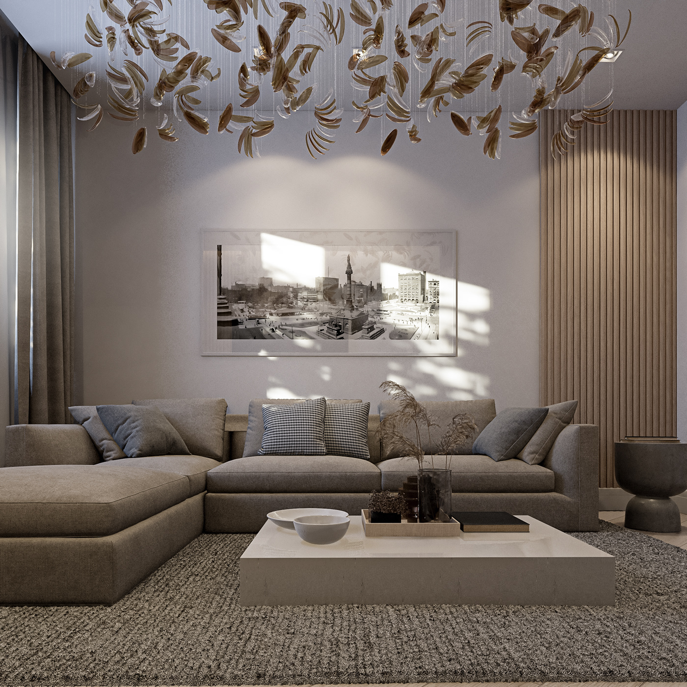 living room modern interior design  sofa carpet Rug curtain luxury софт   light