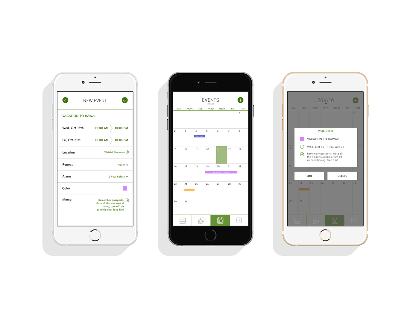 uxui calendar Phone Application user experience user interface mobile design